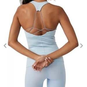 Free People Movement Smooth Moves Light Blue Athletic Workout Tank Top Size L